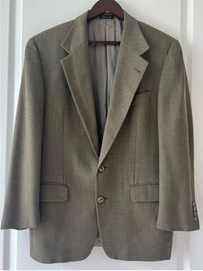 Vintage Joseph Abboud Wool Tweed L Blazer Sport Coat Olive Green Made in USA 38